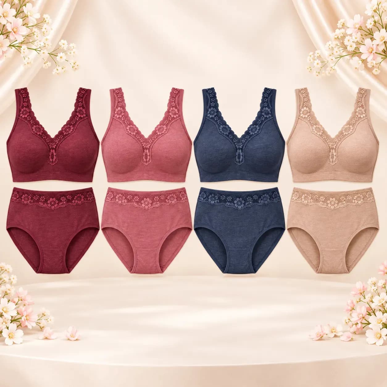 Premium Floral Lace Comfort Set (Pack of 4) A1