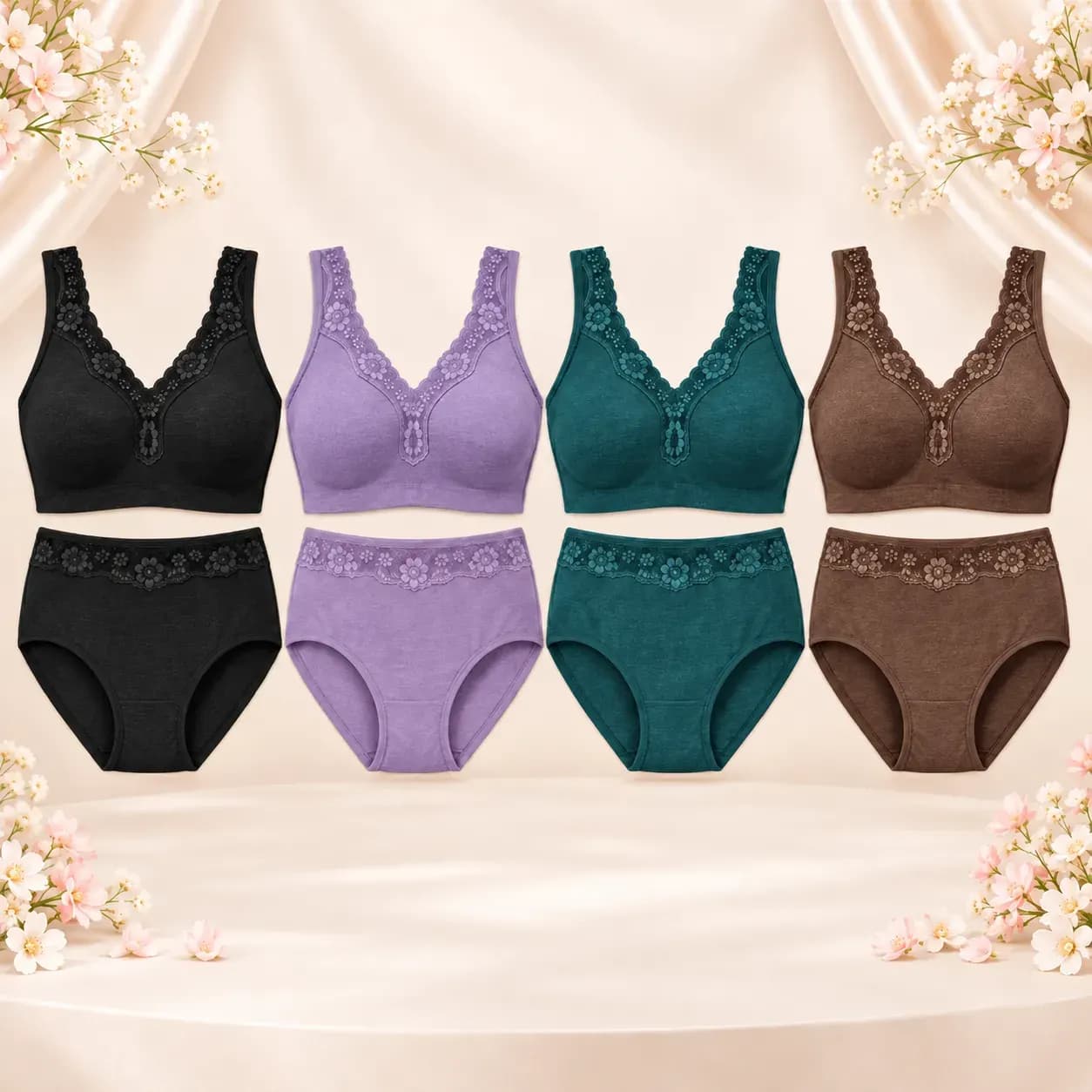 Premium Everyday Comfort Bras &  Panties Set (Pack of 4)