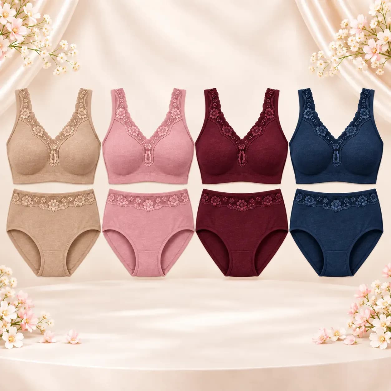 Floral Lace Everyday Comfort Set (Pack of 4)