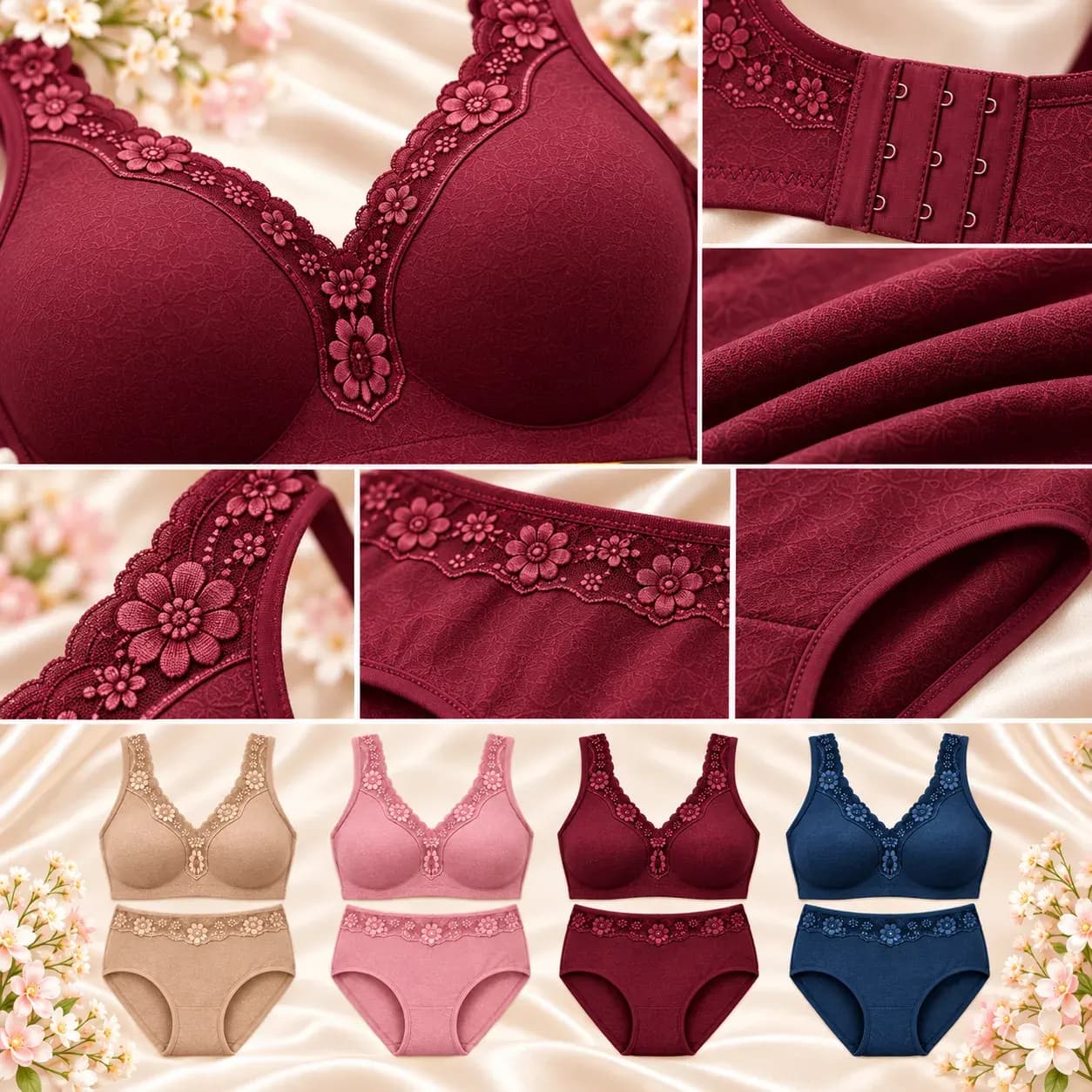 Floral Lace Everyday Comfort Set (Pack of 4)