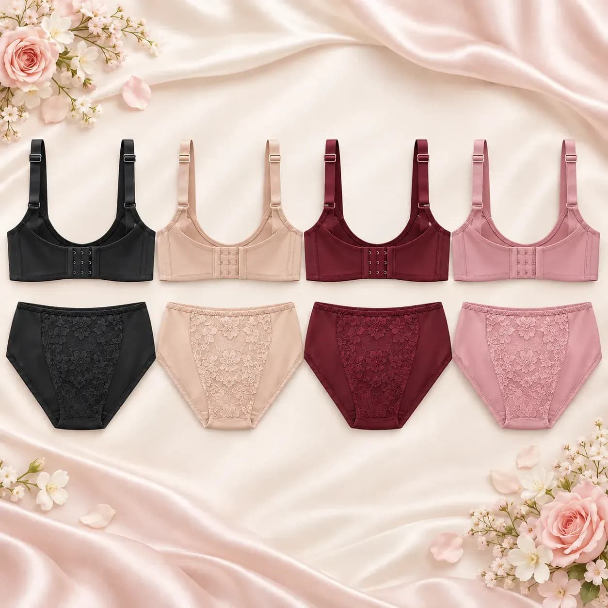 Premium Lace Bra & Panty Set (Pack of 4)