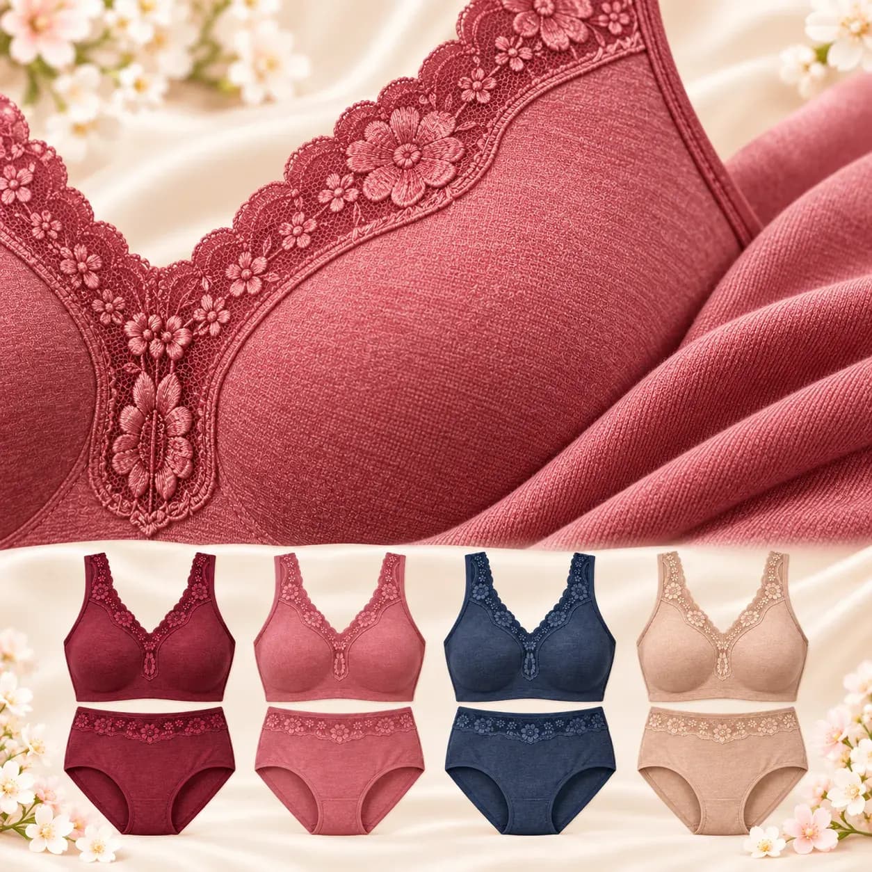 Premium Floral Lace Comfort Set (Pack of 4) A1